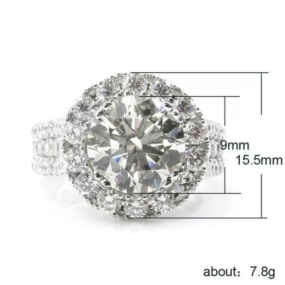 NEW 18K WHITE GOLD ROUND HALO RING, CUTE RING, SHINY RING. - Picture 3 of 4